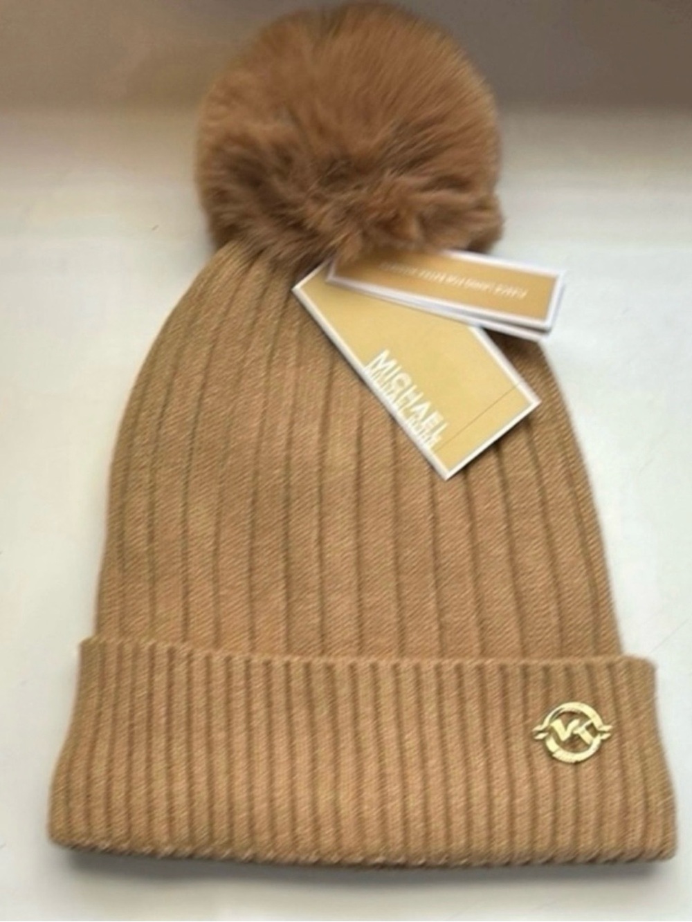 New Michael Kors Hat Women’s Brown Lined Knit Cuffed Beanie Hat Winter Casual